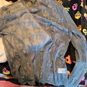 Sheer blue floral top